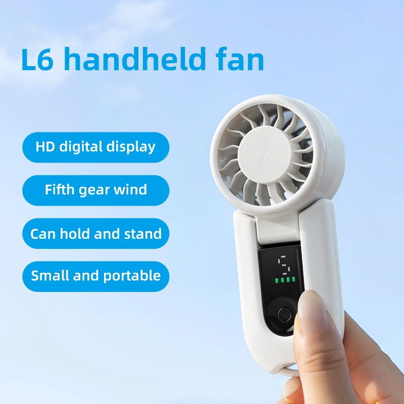 

Portable Handheld Fan Mini Foldable USB Rechargeable Fan 5 Speeds Digital Display Small Desktop Silent Ventilator for Travel