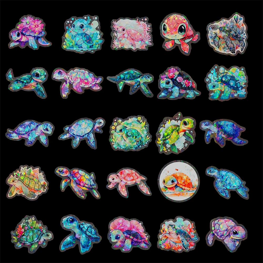 10/30/50 個透明レーザーウミガメ漫画ステッカーカラフルな動物美的デカール荷物ギターかわいい子供ステッカーおもちゃ