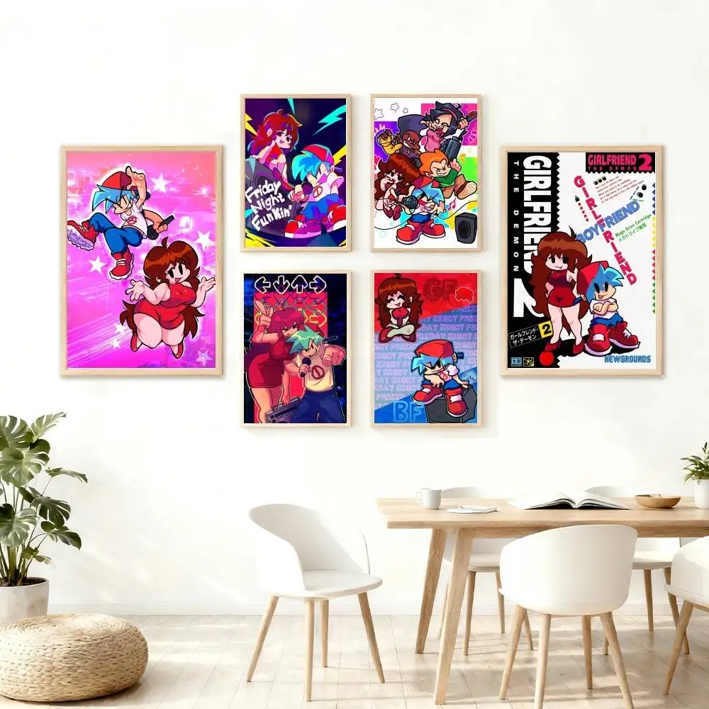 Game F-Friday Night Funkin Poster Wall Art for Study Living Room Decor Unique Home Decoration Pictur Gift
