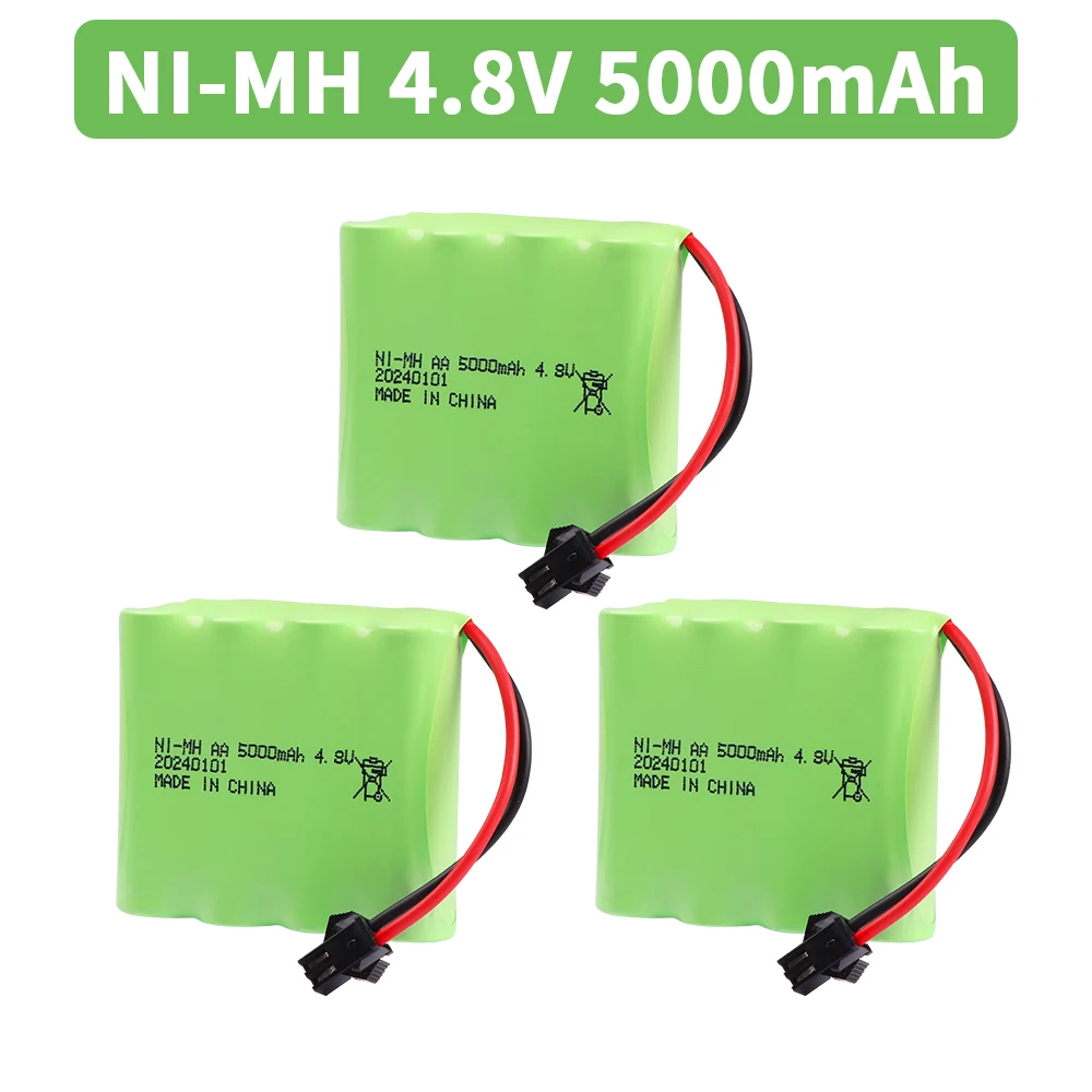 4.8V 5000mah NiMH AA Battery with SM PLUG For Rc toys Cars Tanks Robots Boats Guns 4.8v Rechargeable Battery 4* AA Battery Pack