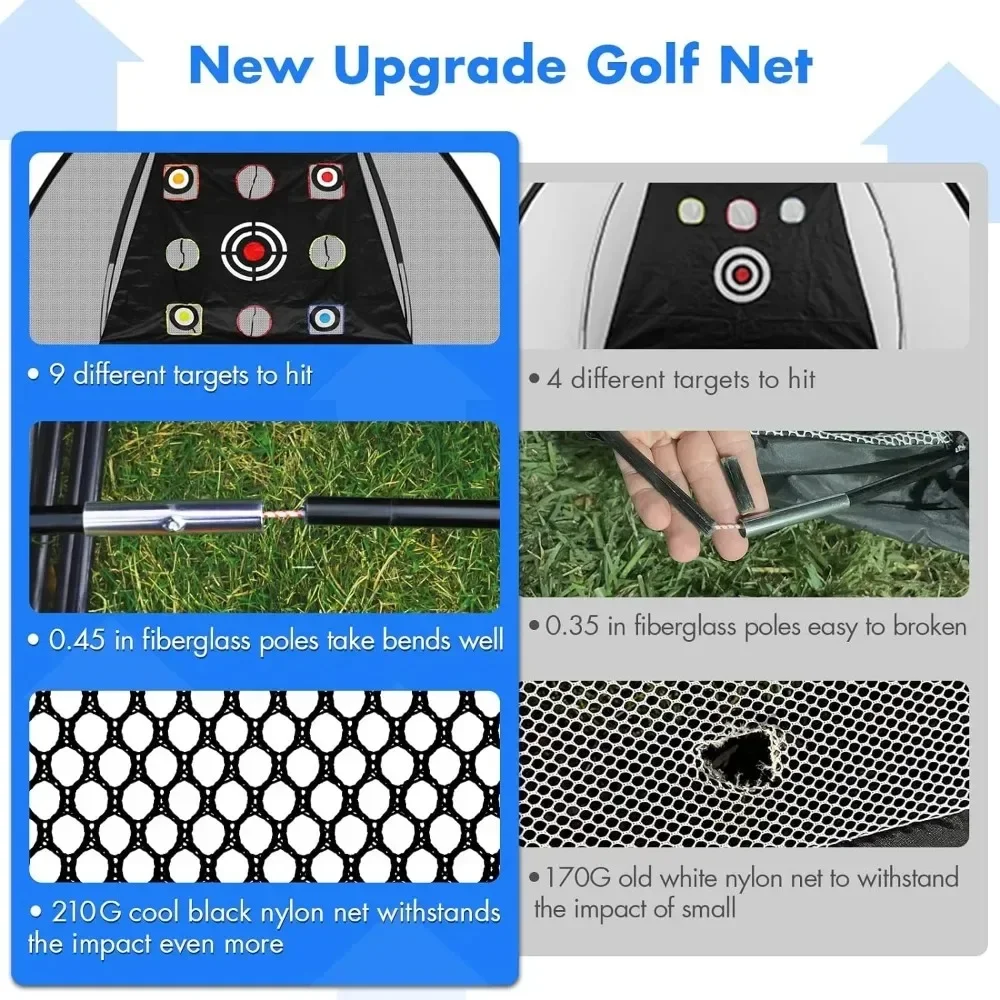 10x7ft Golf Hitting Training Aids Nets for Backyard Driving Chipping,  Practice Net with XL Tri-Turf Mat