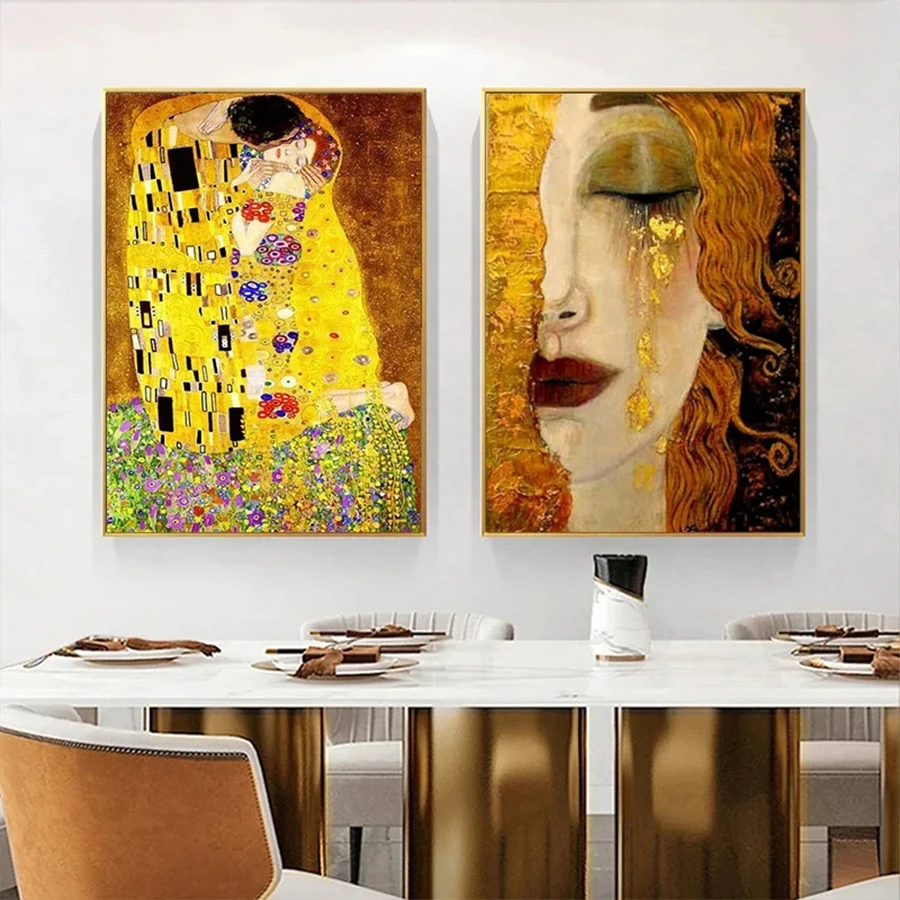 Diamond Painting Gustav Klimt Freya Tears Kiss Figure Art Full Drill DIY Diamond Embroidery Cross Stitch Mosaic Home Decor×2PCS