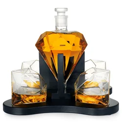 1 Pcs old fashioned whiskey glass cup lead-free clear diamond shaped whiskey decanter wine decanter for Liquor Scotch Bourbon
