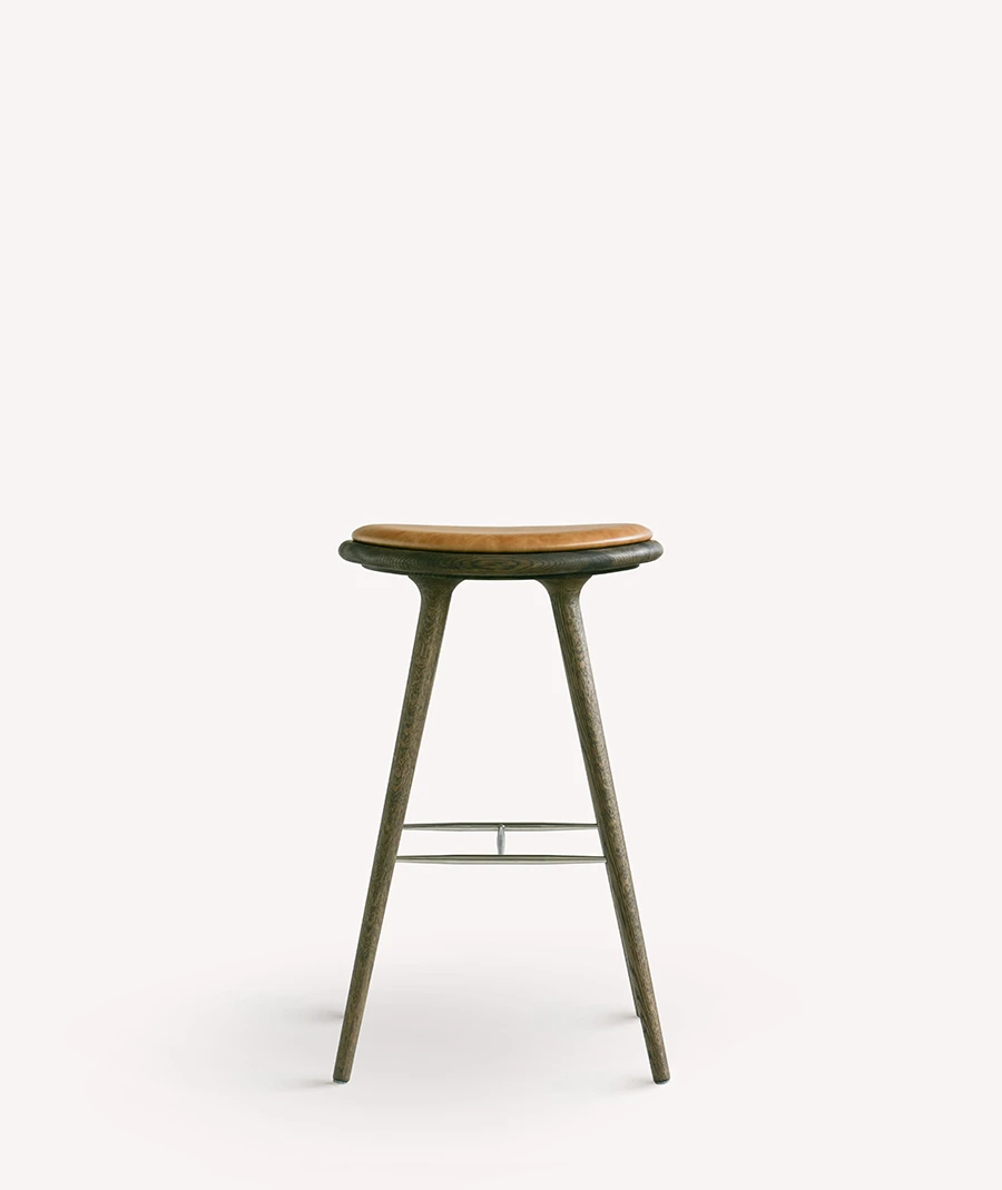 Bar stool, Nordic solid wood leather bar chair, household high stool