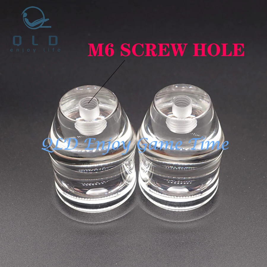 2PCS Arcade Stick War Drum Shape Ball Top, Clear Crystal, M6 Screw Hole, Arcade Game Machine DIY Fighting Joystick Topball Parts