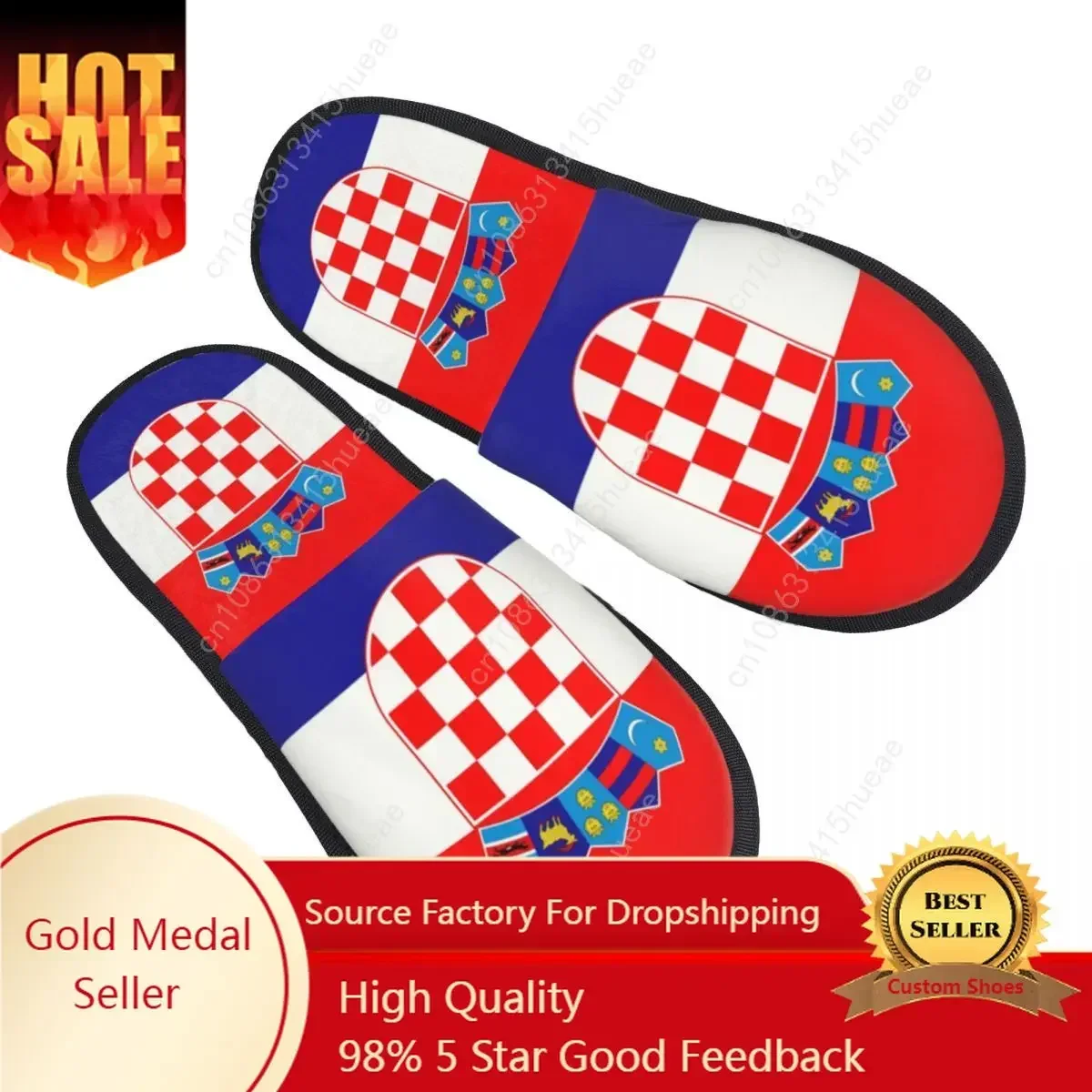 

Custom Flag Of Croatia Soft Memory Foam House Slippers Women Cozy Warm Anti-skid Sole Slipper