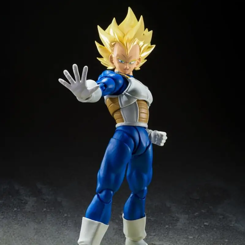 13cm genuino Bandai SHF Dragon Ball Z Vegeta IV despertar sangre de Saiyans Anime modelo de figura de acción juguetes regalo para cumpleaños