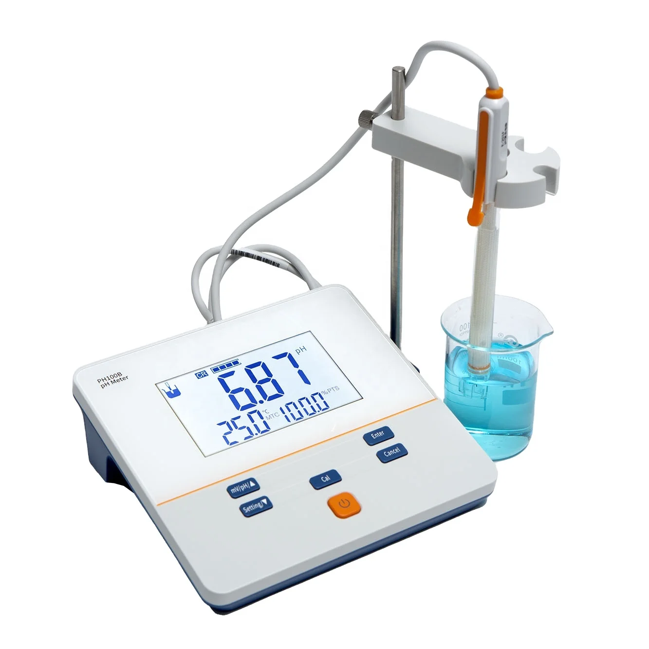 Analizzatore digitale della qualità dell'acqua LCD ad alta precisione da banco da laboratorio PH100B Misuratore PH MV con prezzo di fabbrica