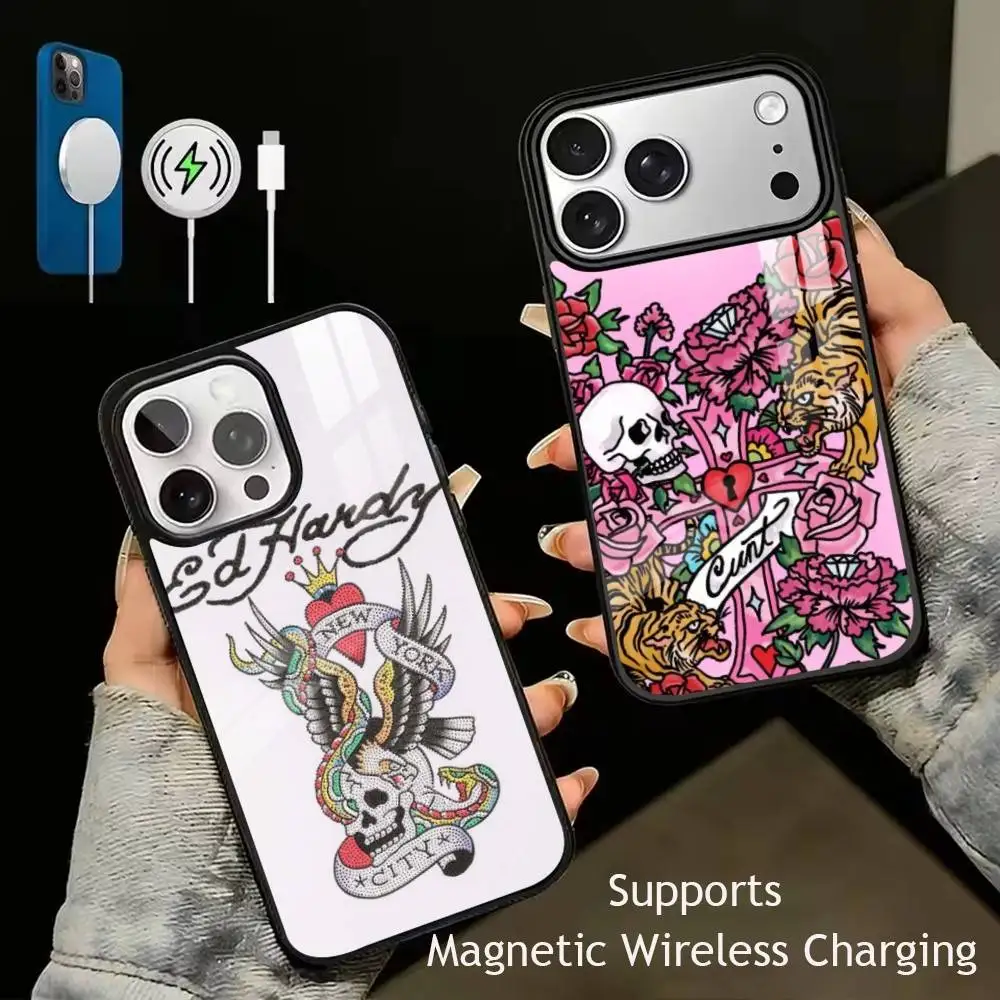 Fashion Ed Brands Phone Case For iPhone17,16,15,14,13,12,11 Plus,Pro Supports Magnetic Wireless Charging