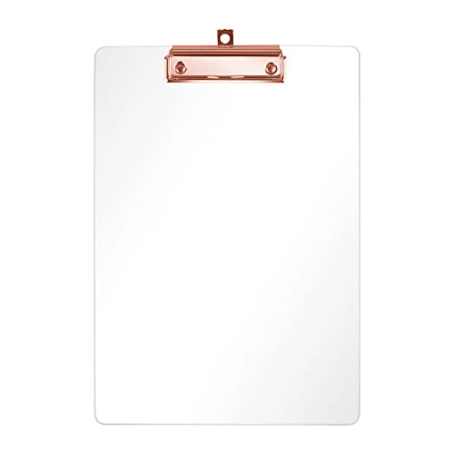

Thick Acrylic Clear Clipboards Cute Transparent Letter Size Clipboard with Rose Gold Strong Clip Hidden Hanging Hole for A4 Pap