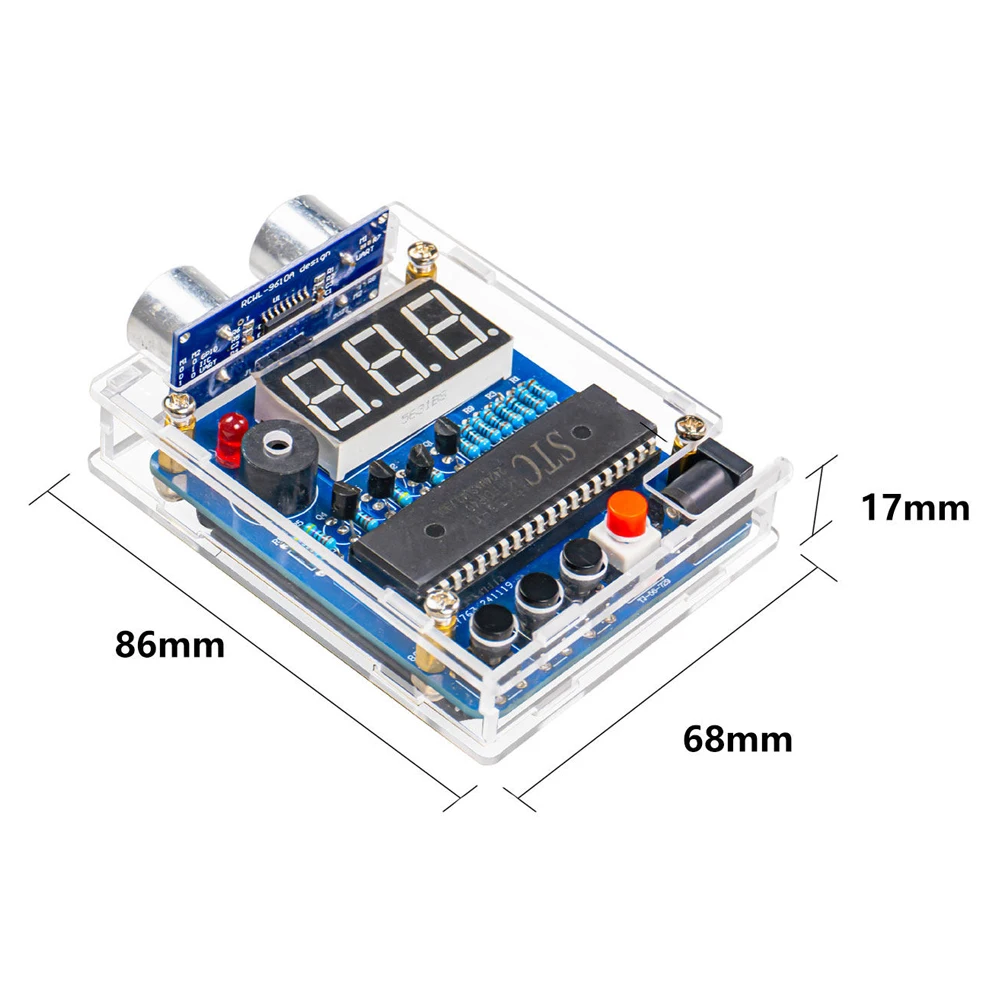 STC DIY Ultrasonic Ranging Electronic Kit with LED Measuring Distance 0-4M Car Reversing Radar Alarm Practice DIY Welding Projec