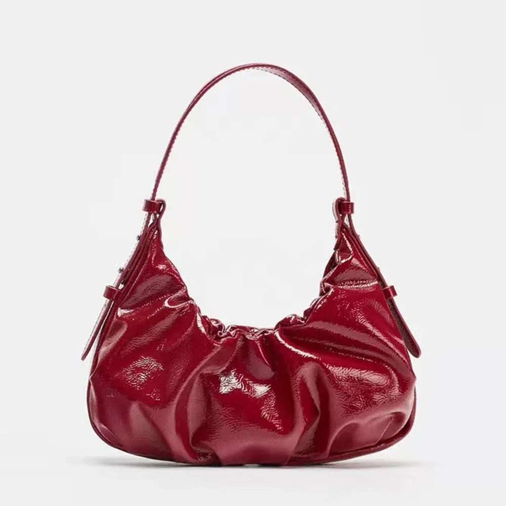 

Half Moon Ruched Cloud Underarm Bags for Women Soft Light Shoulder Bag Fashion Designer Handbags and Purses PU Leather Clutch