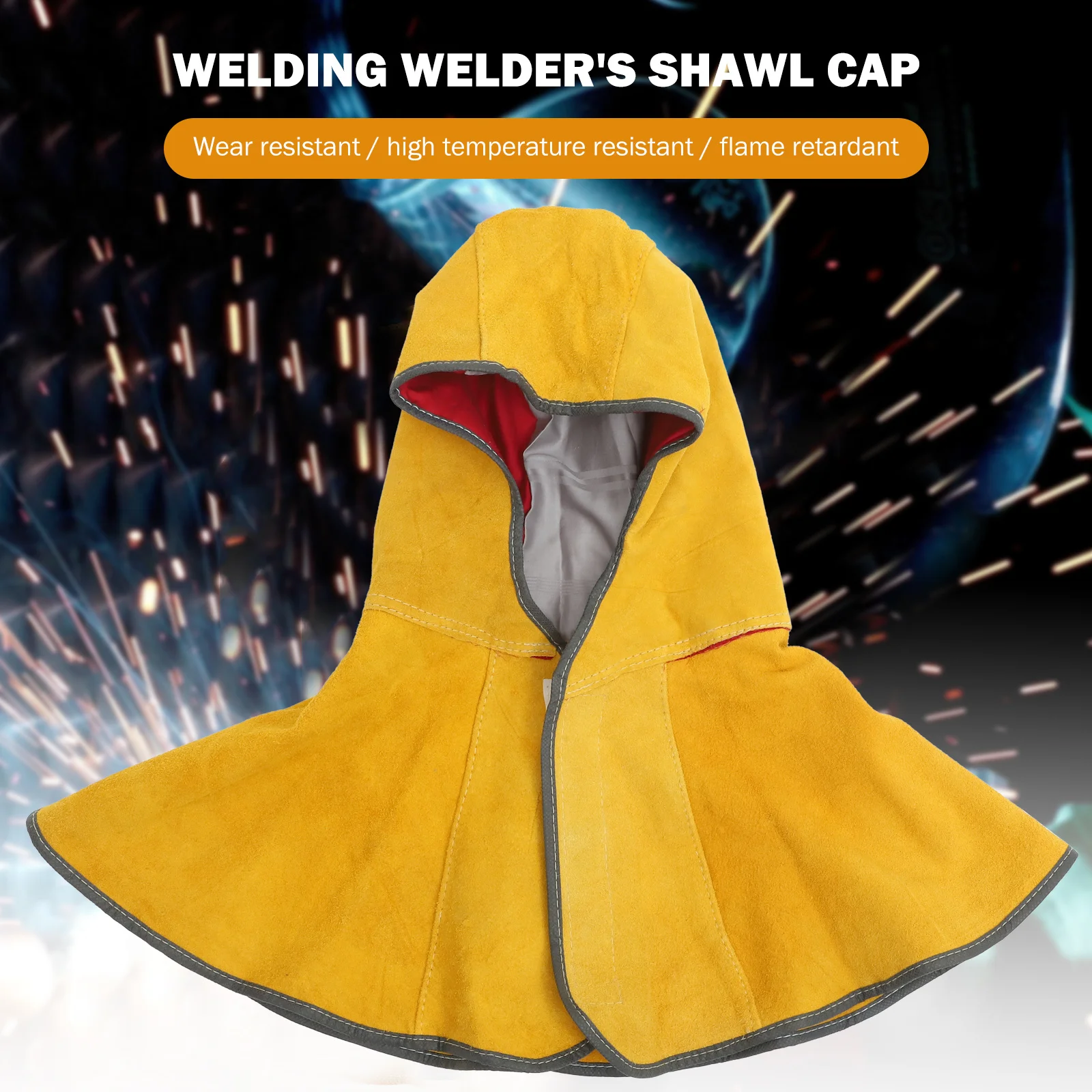 

Cowhide Heat Resistant Welding Free Size Protective Welding Hood Anti Radiation Thermal Splash Resistant