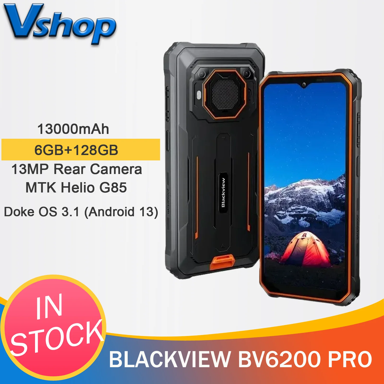 Blackview BV6200 Pro 6GB+128GB IP68/IP69K 6.56 inch With 18W Fast Charge NFC Android 13 MediaTek Helio P35 Octa Core 4G phone