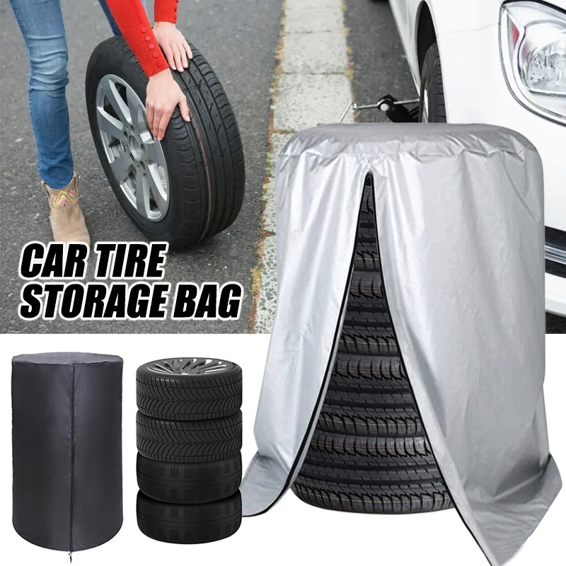 Car Tire Cover Spare Tire Storage Bag Sunscreen Waterproof And Dustproof 210D Polyester Large Capacity Outdoor Car Cover