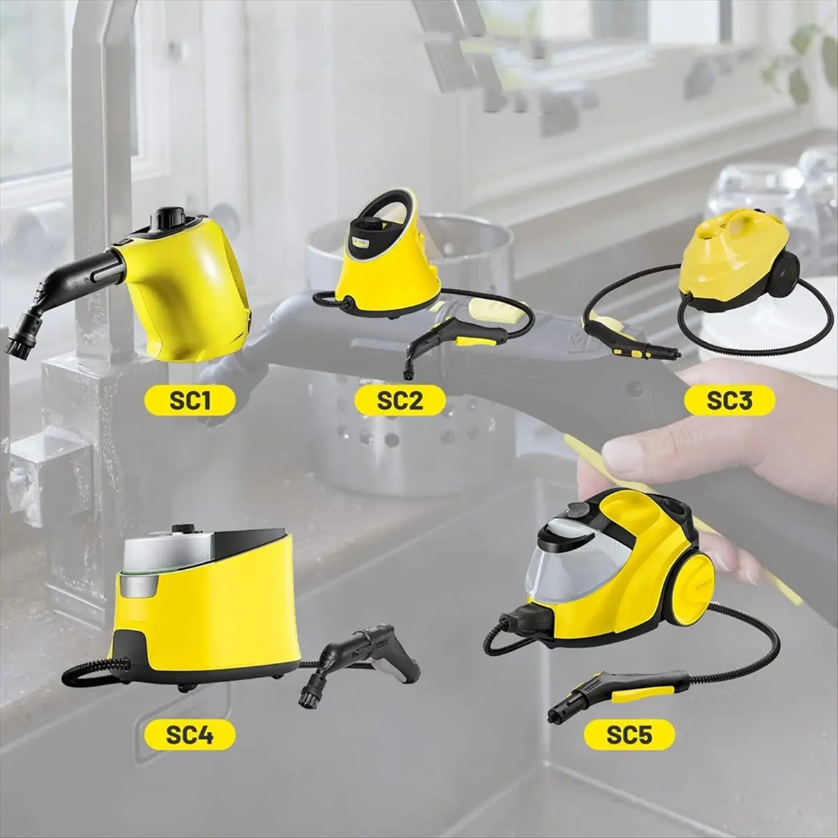 (A64E) Accesorios para limpiador a vapor Karcher SC1 SC2 SC3 SC4 SC5, cepillos redondos, cepillos articulados, escobilla para ventanas, paño de microfibra