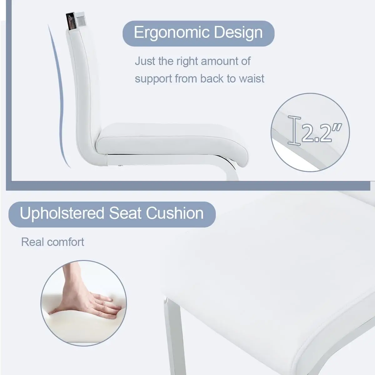 مجموعة مقاعد بار بارتفاع عداد مكونة من 3 قطع، مقاعد معدنية بيضاء بأرجل من الكروم الفضي، ودعم خلفي لجزيرة المطبخ