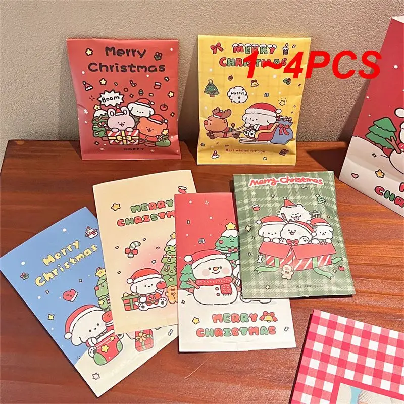 

1 ~ 4 шт. ламинированный бумажный пакет большой емкости, легко носить с собой, прочный, удобный, рождественский подарок, рождественские упаковочные пакеты