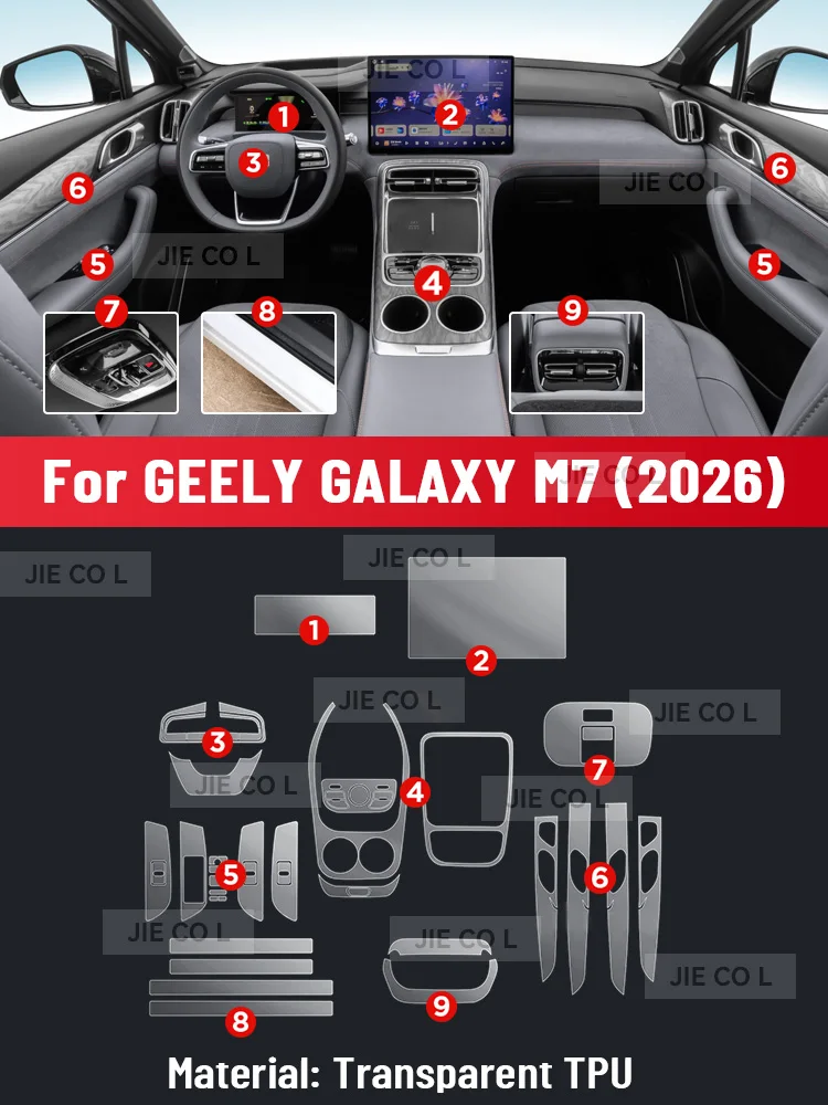 Auto Central Control Screen TPU Navigation Anti Scratch interior Protection Film GPS Navigation For GEELY GALAXY M7 2026