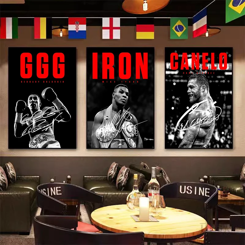 Black and White Boxing Legends Posters and Prints Mike Tyson Motivational Qoute Canvas Painting for Office Home Wall Art Decor