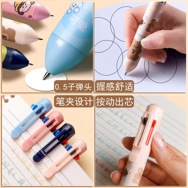 Cartoon colorful 8/10 Color Ballpoint Pen Creative Ballpen Kawaii Magical Pen School Office Writing Supplies For Kid Stationery