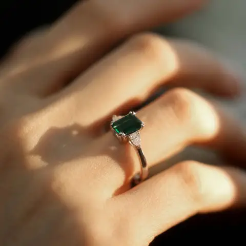ATTAGEMS Elegant S925 Sterling Silver Emerald Gemstone Adjustable Size Ring For Women Fine Jewelry Party Birthday Gift
