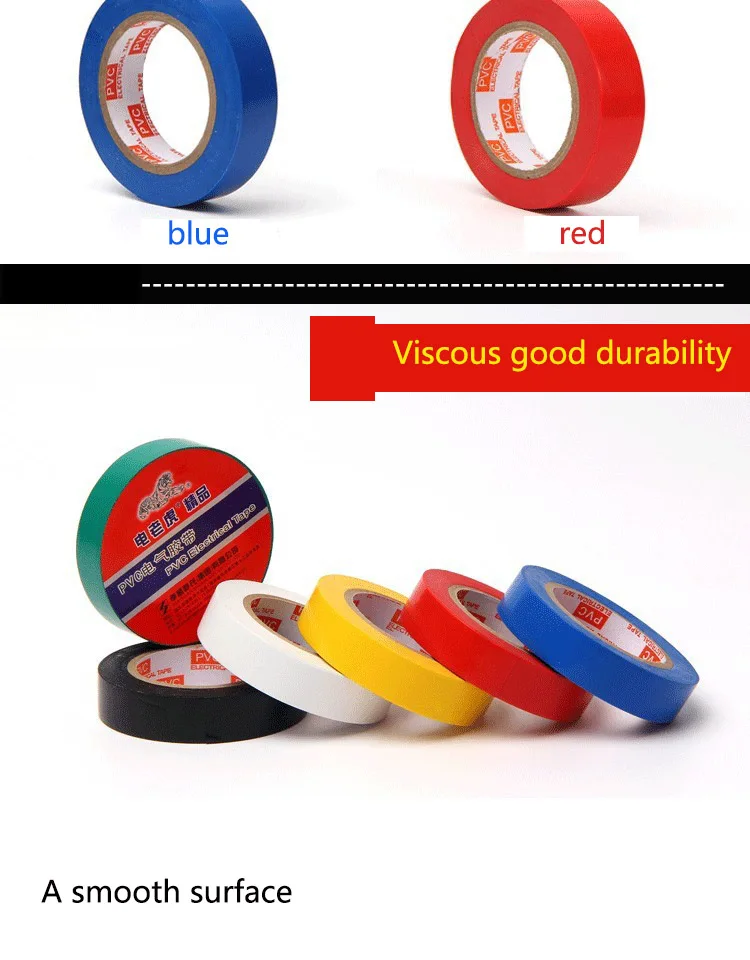 PVC-Isolierband, rot, gelb, grün, blau, schwarz, Isolierband, Super Stick, wasserdichtes PVC-Band, 1 Rolle 10 m und 5 m – Detail 3