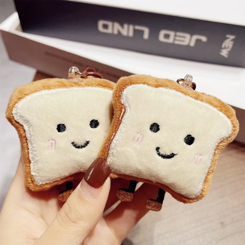 Toast Brood Sleutelhanger Cartoon Pluche Food Pop Hanger Auto Sleutelhanger Rugzak Bedels Tas Decor Accessoires