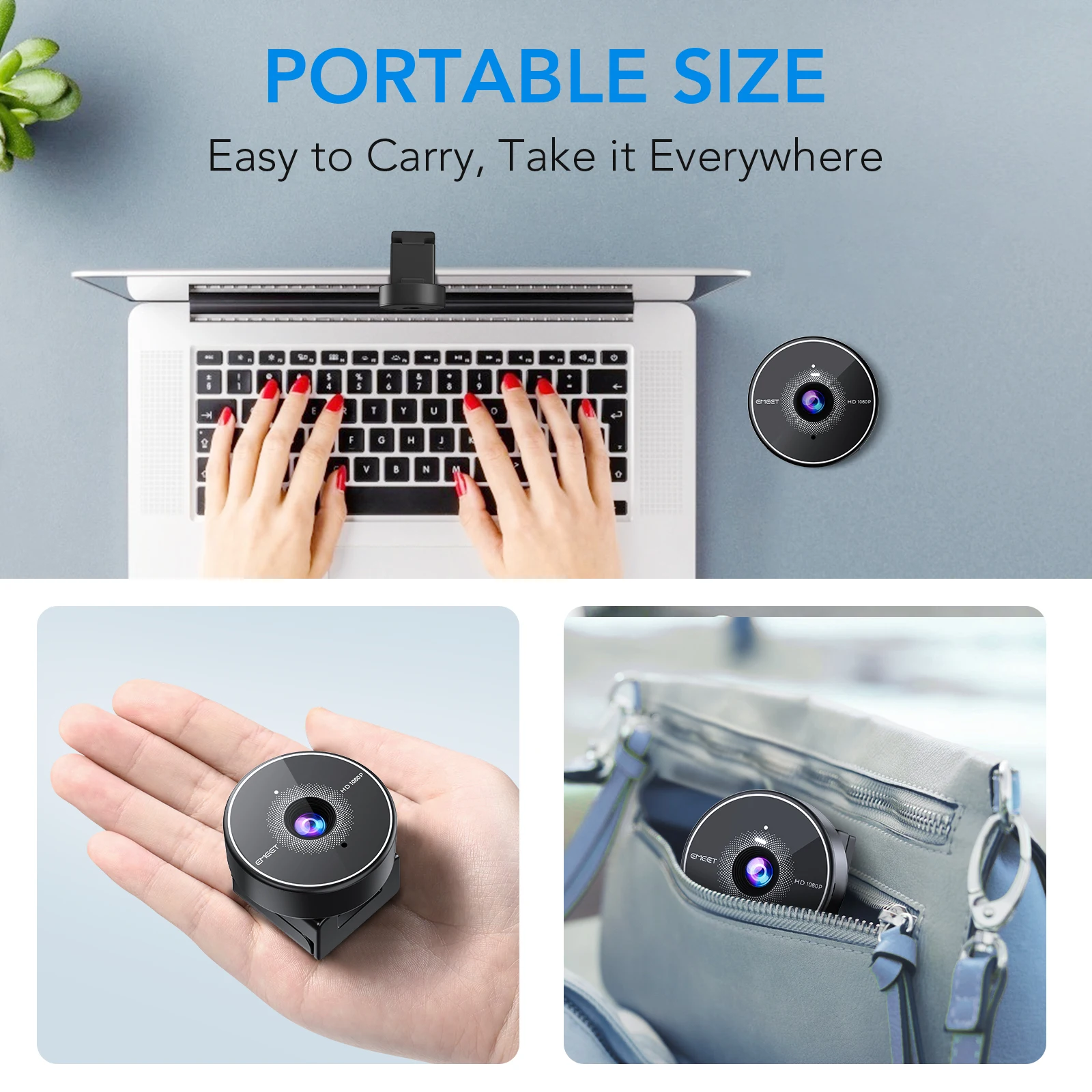 Webcam 1080P HD Web Camera USB EMEET C955 with Microphone & Privacy Cover for Desktop/Meeting/Online Classes/YouTube/Skype