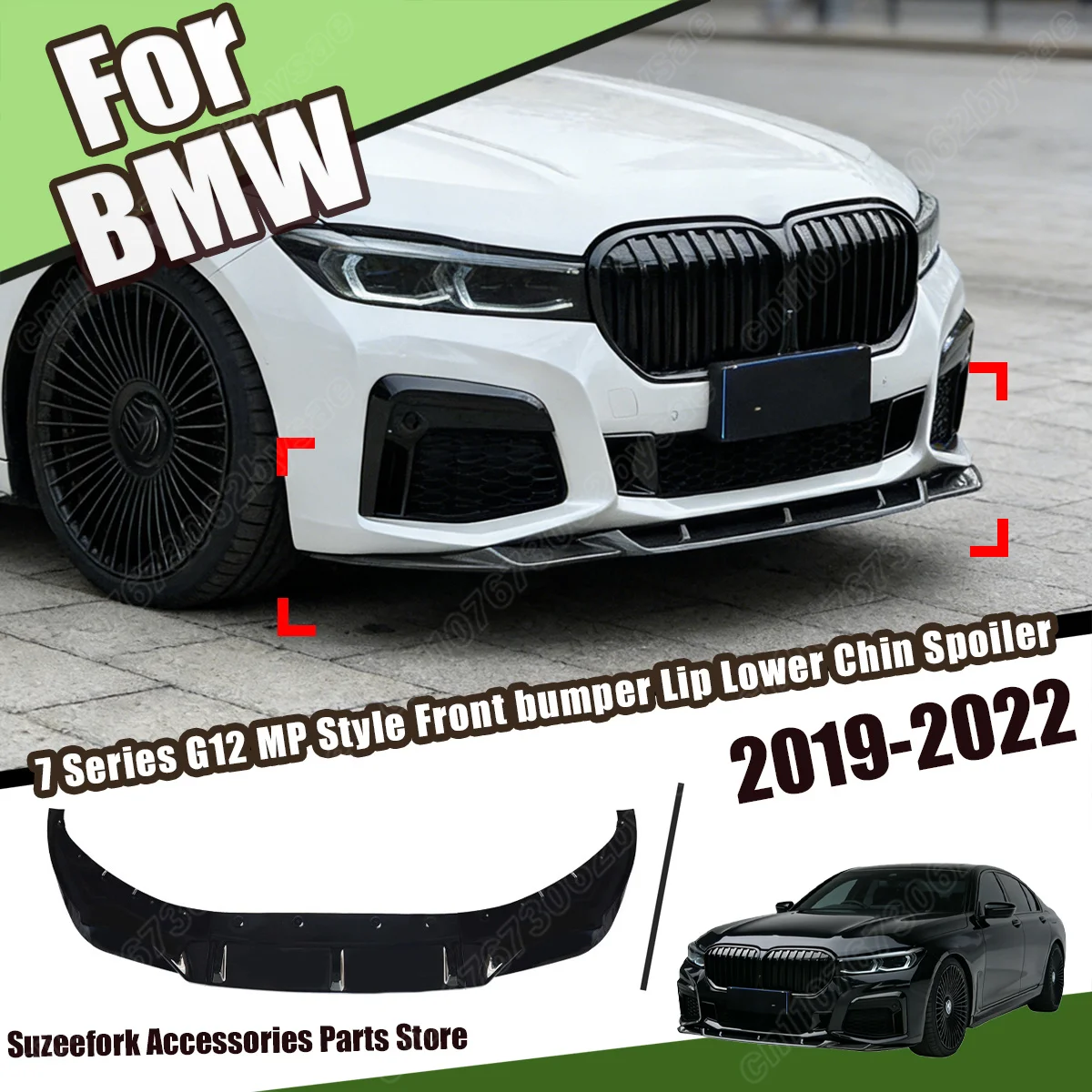 For BMW 7 Series G12 2019 2020 2021 2022 Car Front Lip MP Style Auto Front Bumper Splitter Replacement Body Modification Kit