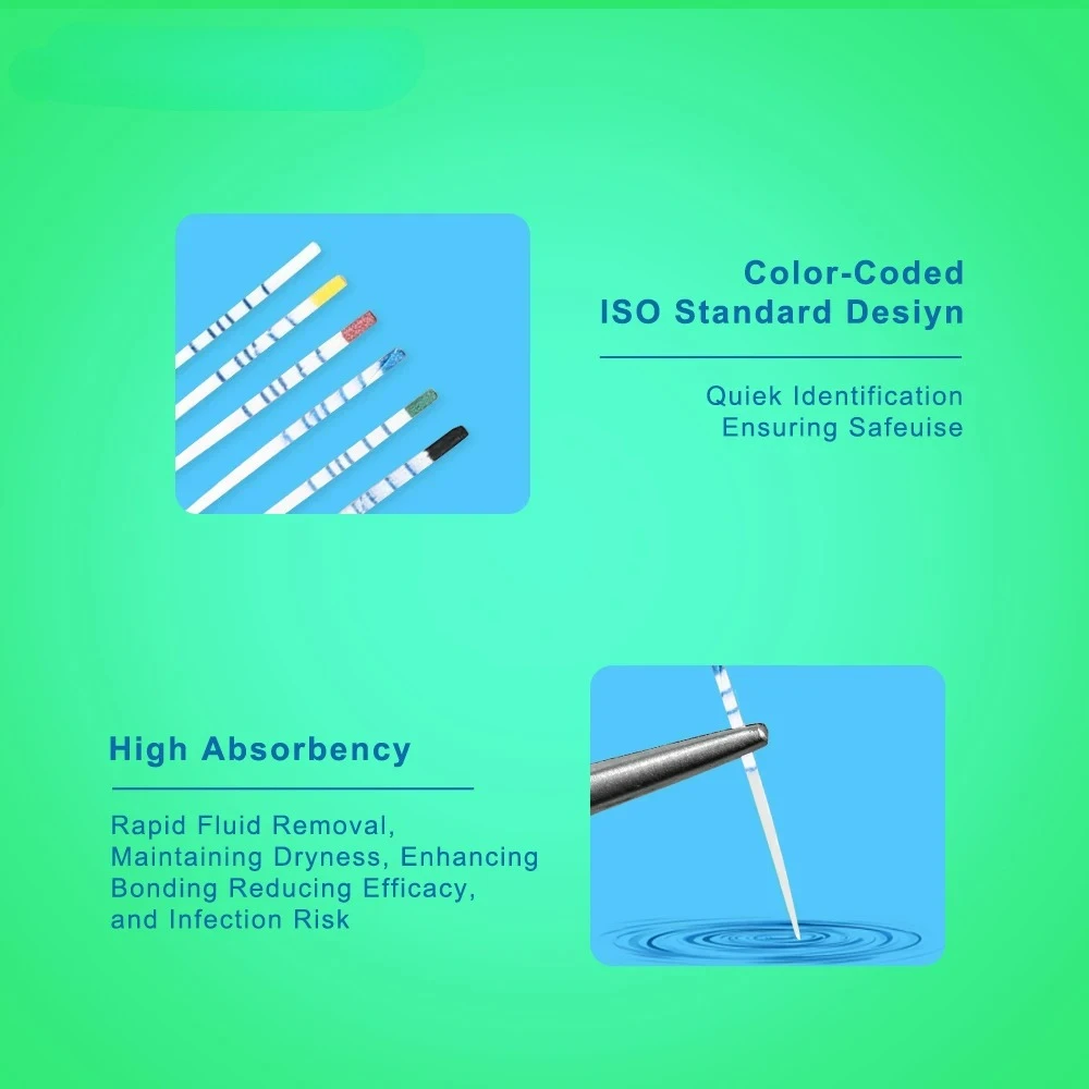 Dental Absorbent Paper Points Sterile Mixed Size Root Canal Endodontic Paper Tips 0.02 0.04 0.06 Dentistry Filling Materials