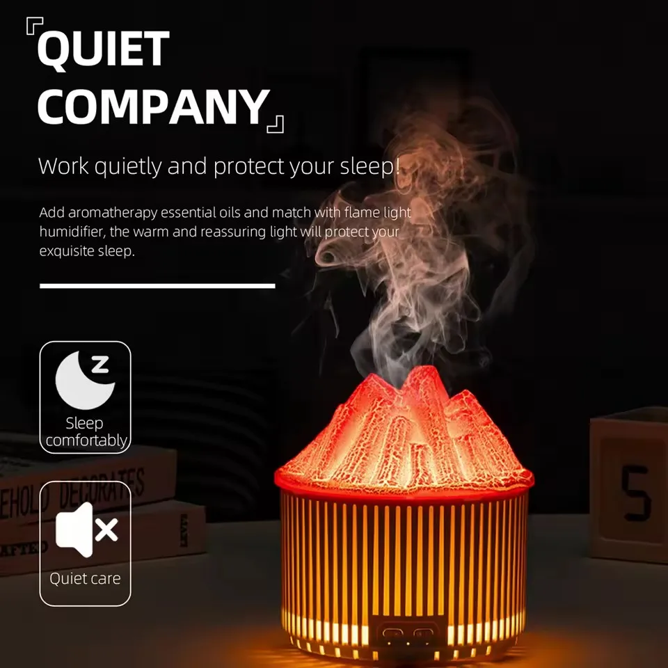 

Volcano Aromatherapy Diffuser with Colorful Night Light, 2025 Upgraded Crack Air Humidifier, Large Capacity Quiet Mist Maker