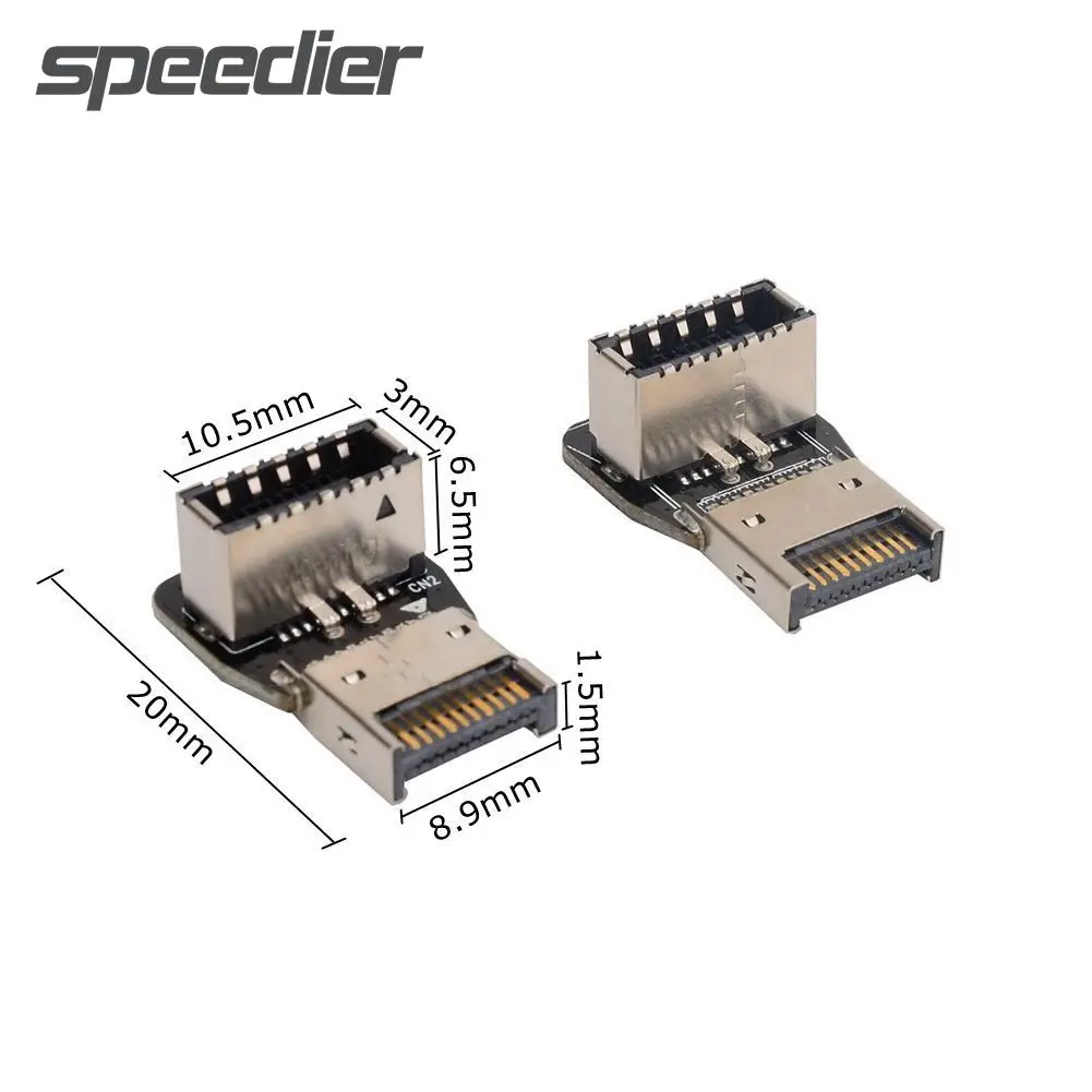 PC Motherboard Full Speed USB 3.1 10G TYPE-E Interface 90 Degree Steering Elbow Front TYPE-C Installed Wiring USB3.2 20G Adapter