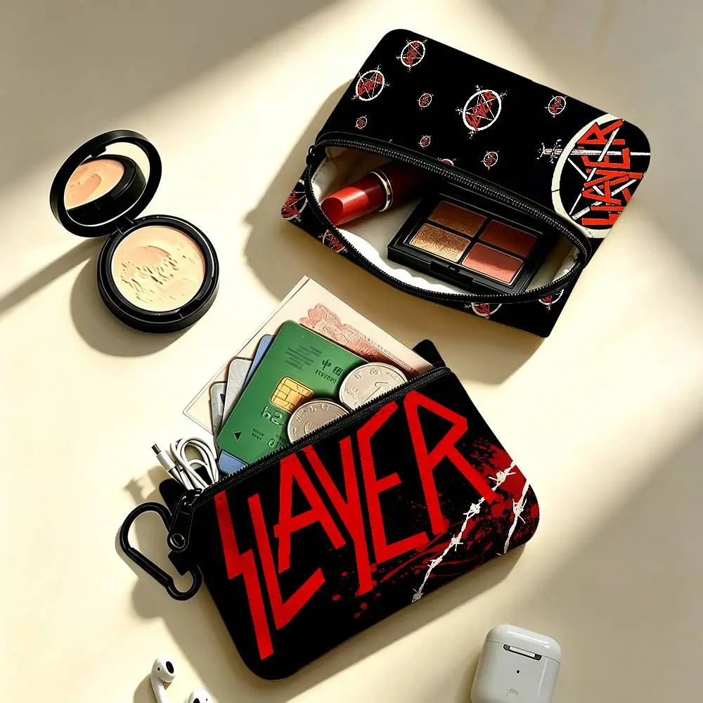 Heavy Metal Band Slayer Waterproof Oxford Cloth Zipper Wallet Portable Hanging Small Coin Purse For Travel