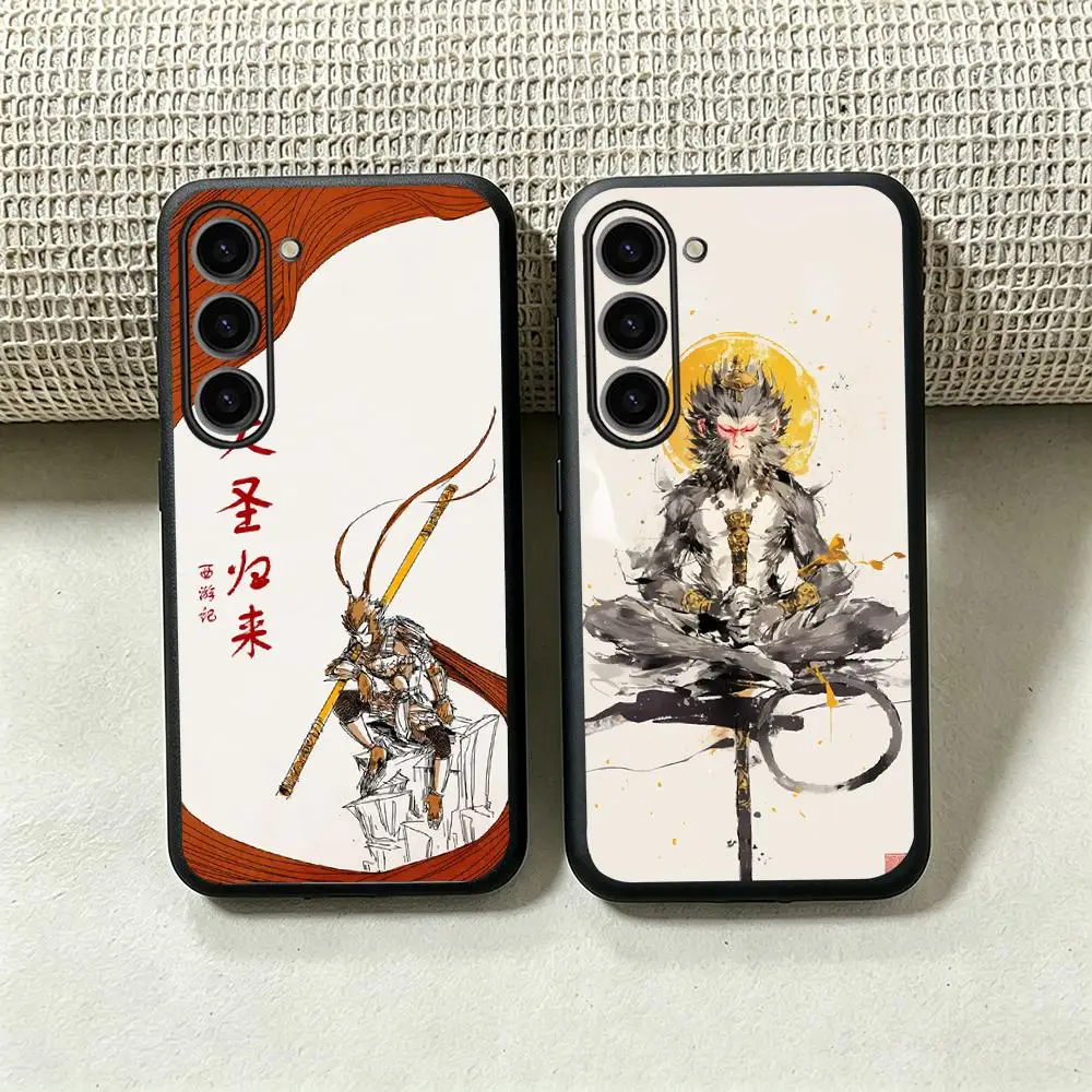 Chinese mythology Wukong cool Phone Case For Samsung Galaxy S26 S25 S24 S23 S22 S21 Plus Ultra Fold A Soft Black