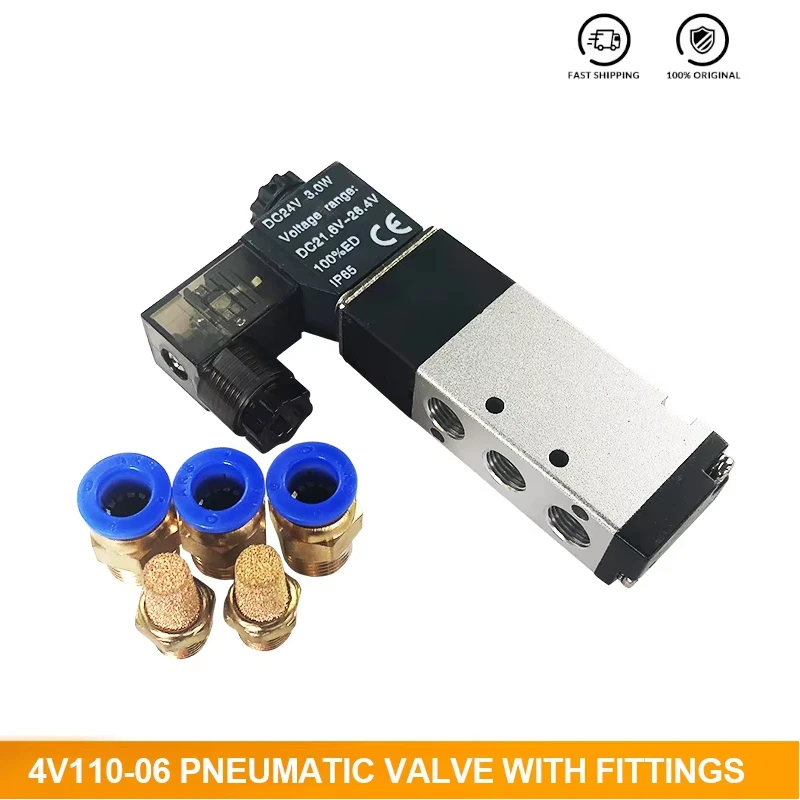 

4V110-06 Electric Pneumatic Valve 1/8 Bsp Air Solenoid Control Valve 5 Way Port 2 Position Gas DC12V 24V 110 V220V Coil Volt