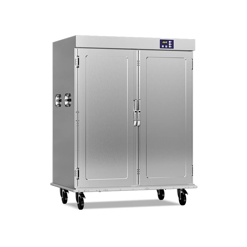 Electric 2 Door Heating Circulation Diner Heating Cabinet Large Stainless Steel  Hot Food Holding Cart Warming Trolley