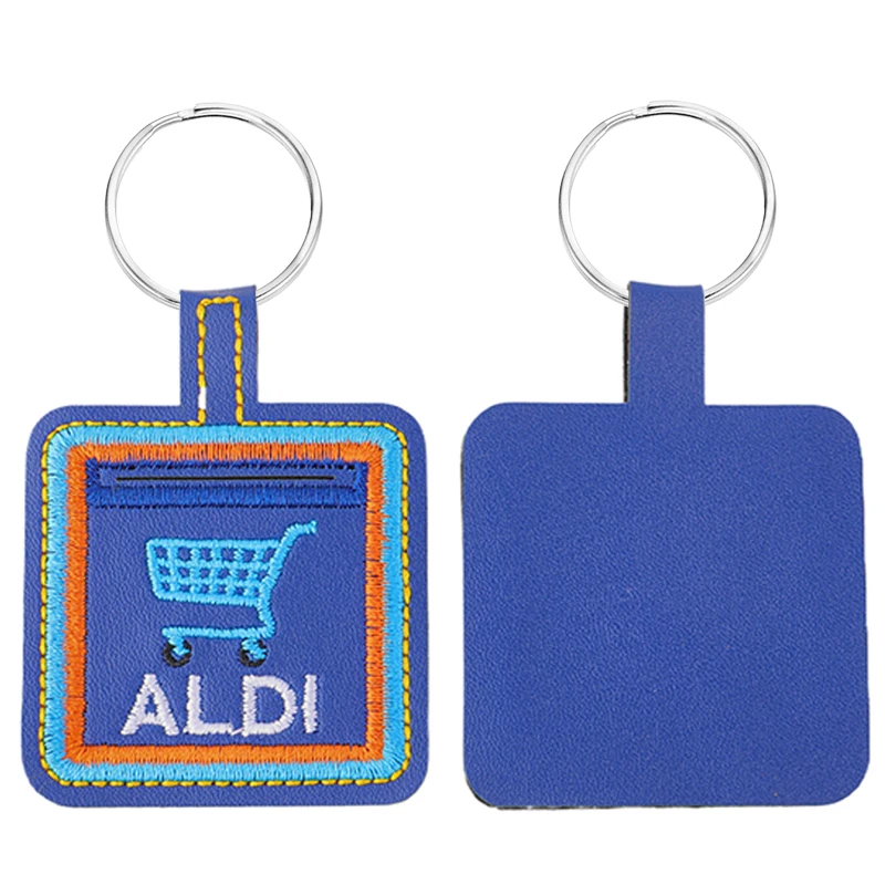 Shopping Cart Quarter Coin Holder,Pocket Hug PU,Handmade Embroidered Aldi,Holds Quarter For Aldi Grocery Shopping Cart