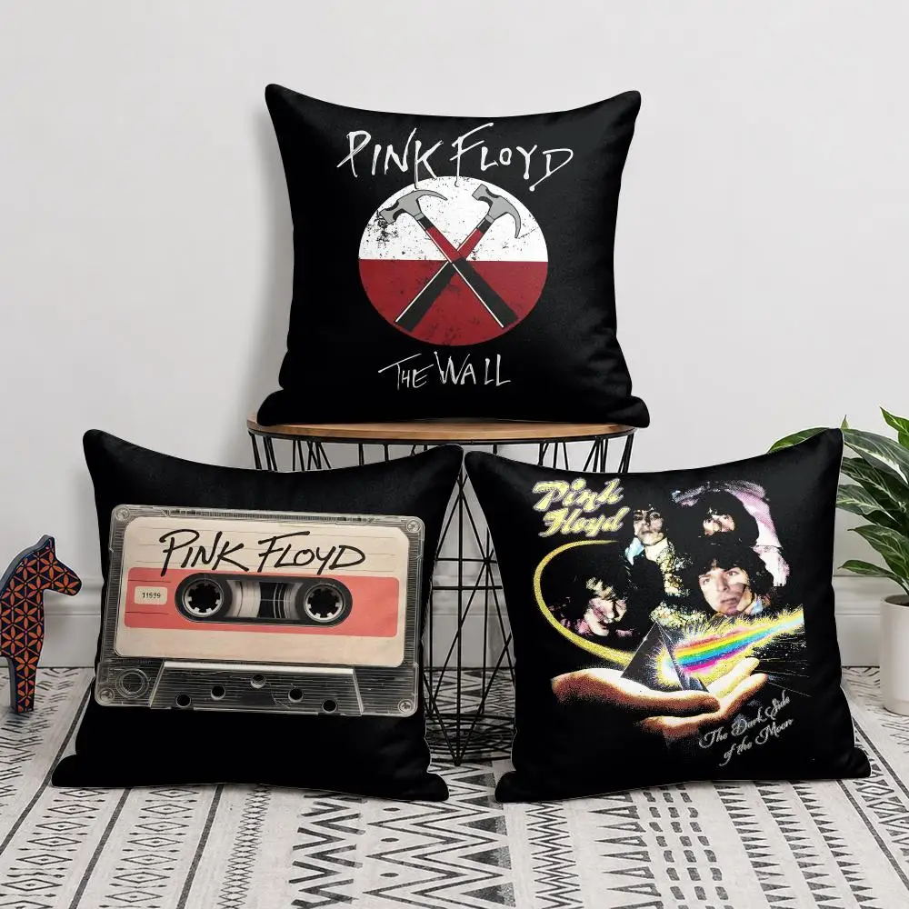 P-Pink Rock F-Floyd BAND Cushion Cover Silky Short Plush Invisible Zipper Dustproof Sofa Pillow Case For Home Decor