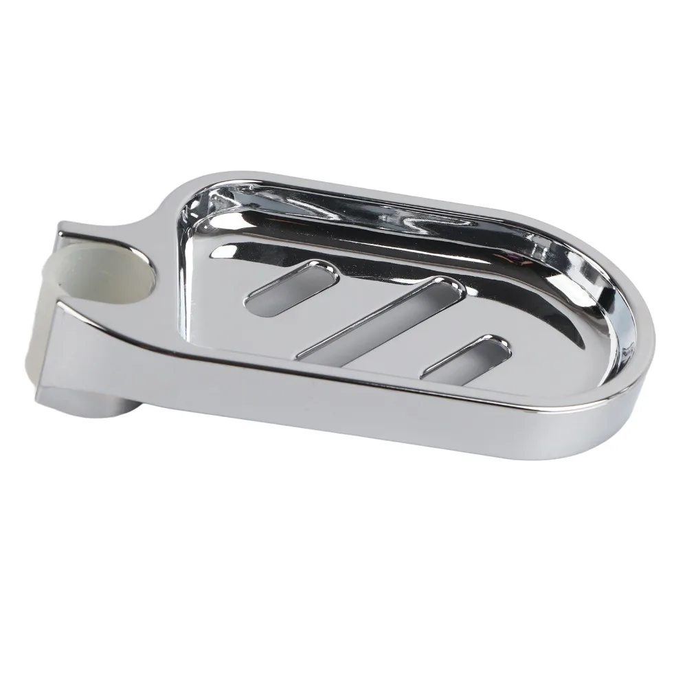 Space-Saving ABS Soap Dish Clip-on Design Silver Shower Rod Soap Dish Practical No Drill Soap Tray Bathroom Shower Kitchen Sink