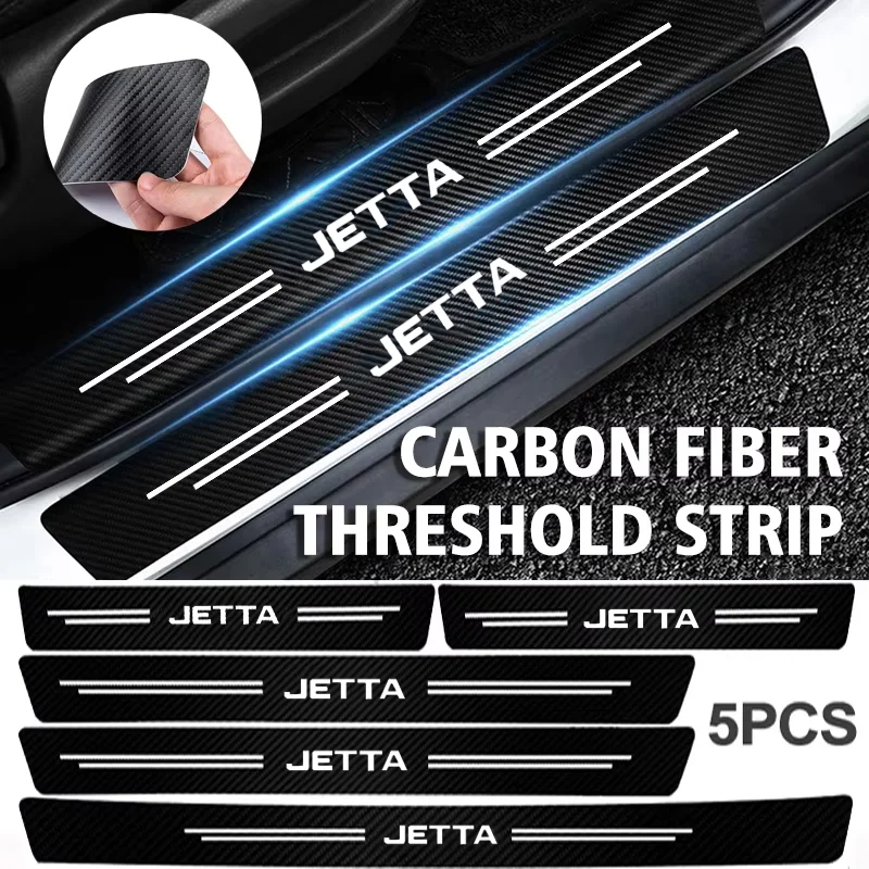 Carbon Fiber Car Door Sill Protector Stickers For Volkswagen VW Jetta Logo Trunk Threshold Decal Bumper Guard Strip Accessories