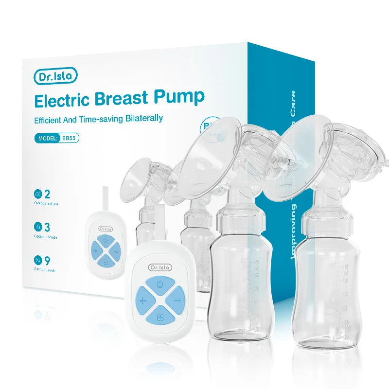 Dr.isla Double Electric Breast Pumps Powerful Nipple Suction USB Electric Breast Pump with Baby Milk Bottle Cold Heat Pad Nippl