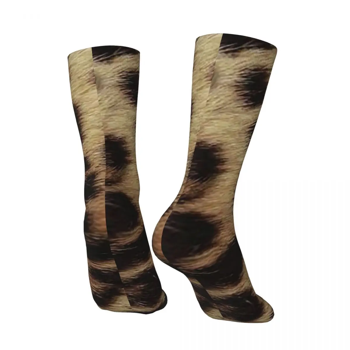 All Seasons Leopard Cheetah Fur Hide Animal Fur Pattern Socks Harajuku Sport Middle Tube Socks High Quality Stockings