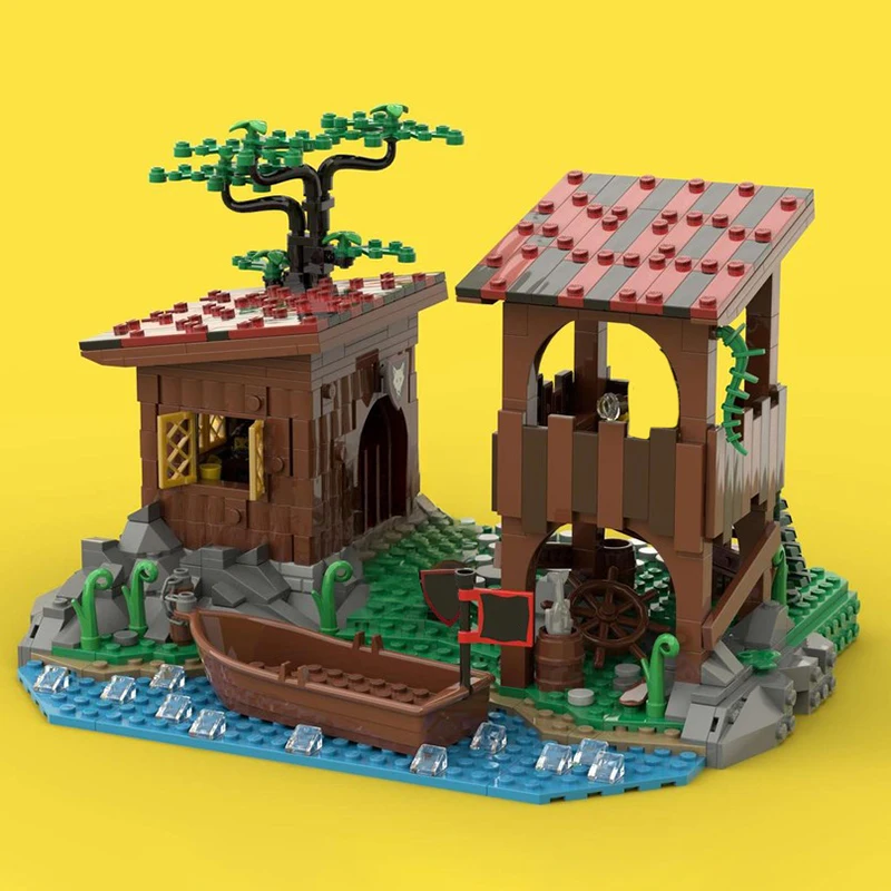 

НОВЫЙ 799 шт. MOC Европейский средневековый вид на улицу Wolfpack скрыть модель лагеря DIY творческие идеи детские игрушки в сборе головоломка подарок на день рождения