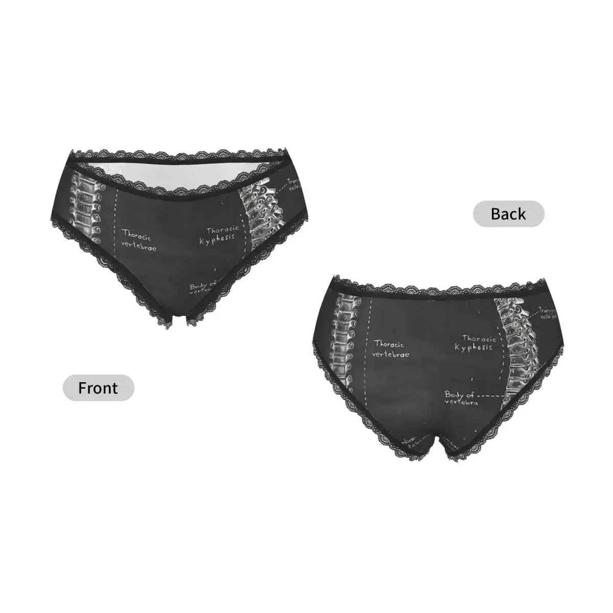Custom Spine Anatomy On Chalkboard Black And Whi Panties Briefs Women's Comfort Briefs Underwear Breathable Female Underpants
