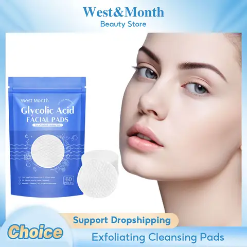 Glycolic Acid Cleansing Pads Acne Remover Brightening Moisturize Glowing Repair Oil Control Exfoliating Facial Sponges Skin Care