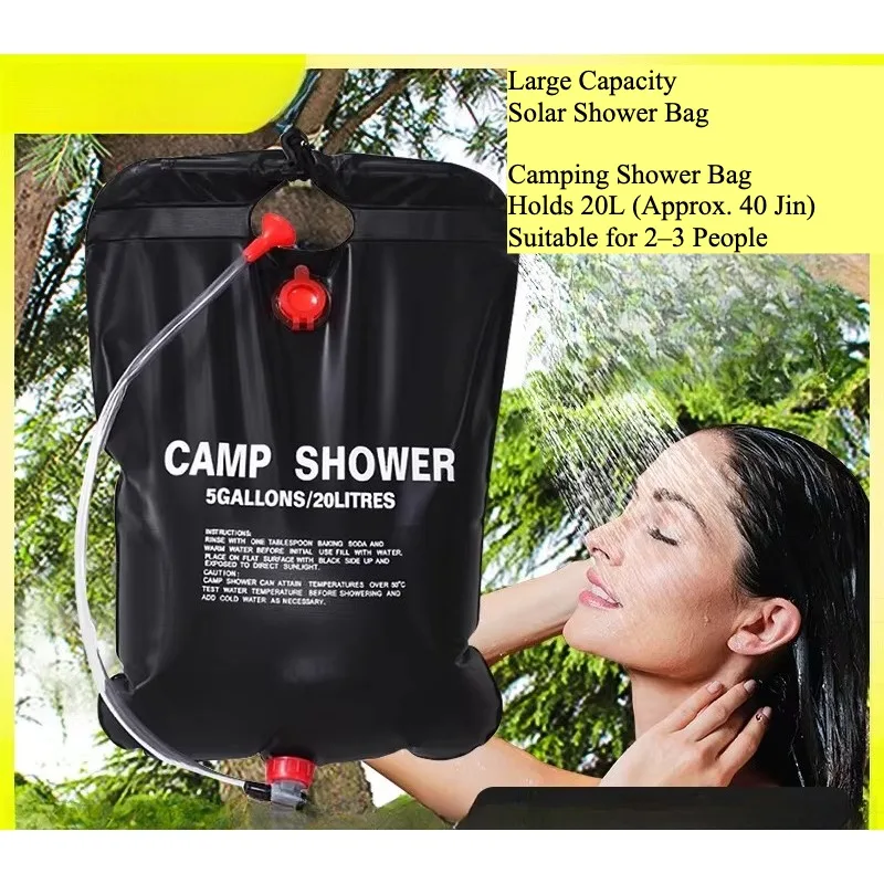 Tragbare Outdoor Faltbare Solardusche, 20L Camping Wassererwärmungs- & Aufbewahrungstasche