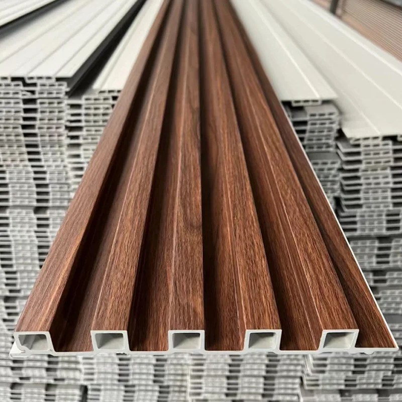 2026 Home Decoration Interior PVC Grille Wall Panel Board Wood Plastic Composite Indoor WPC Fluted Wall Panel Claddingpromote sa