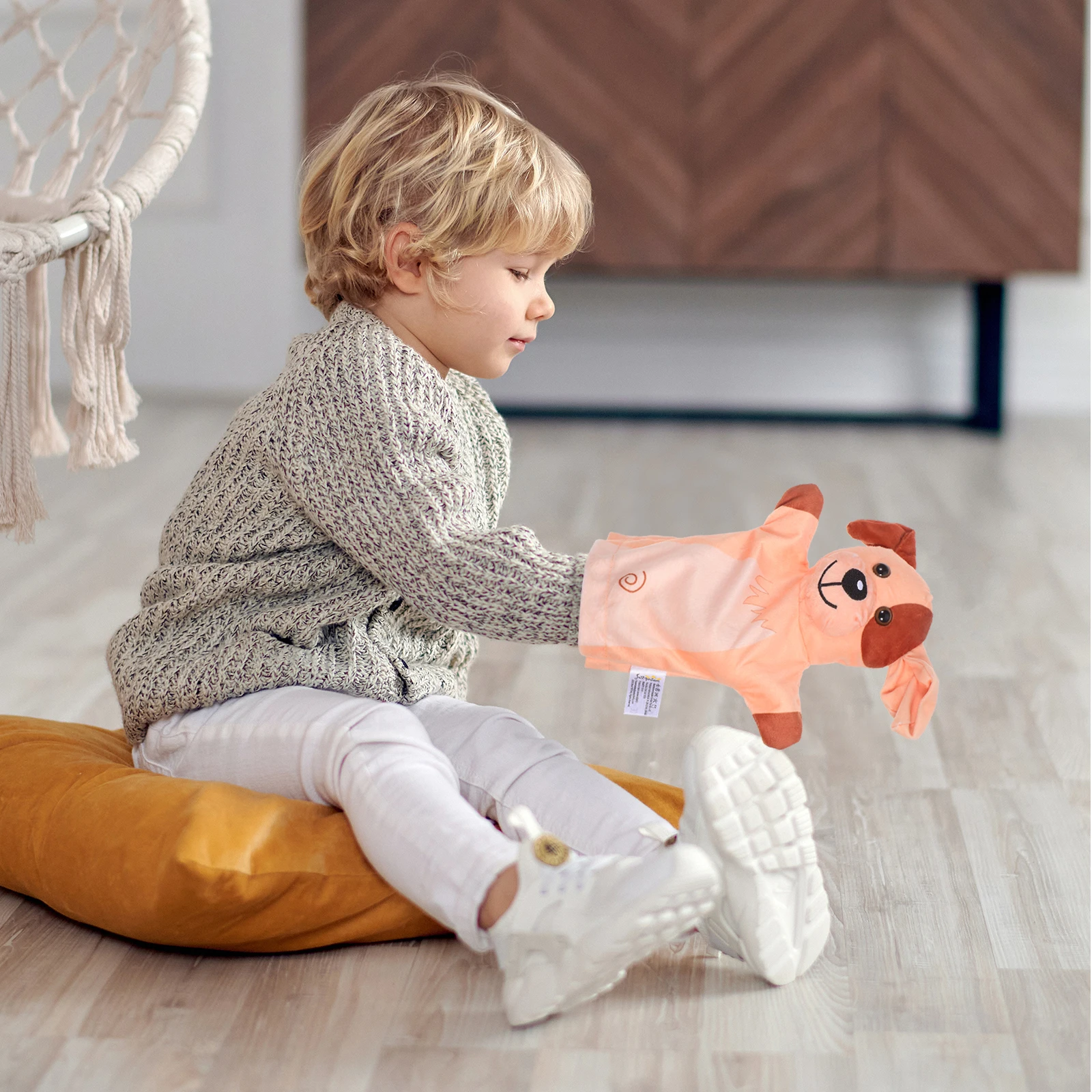 

Farm Animal Hand Puppet 1 Piece Adorable Dog Shape Gentle Fabric for Toddler Imaginative Play Early Education Family Bonding