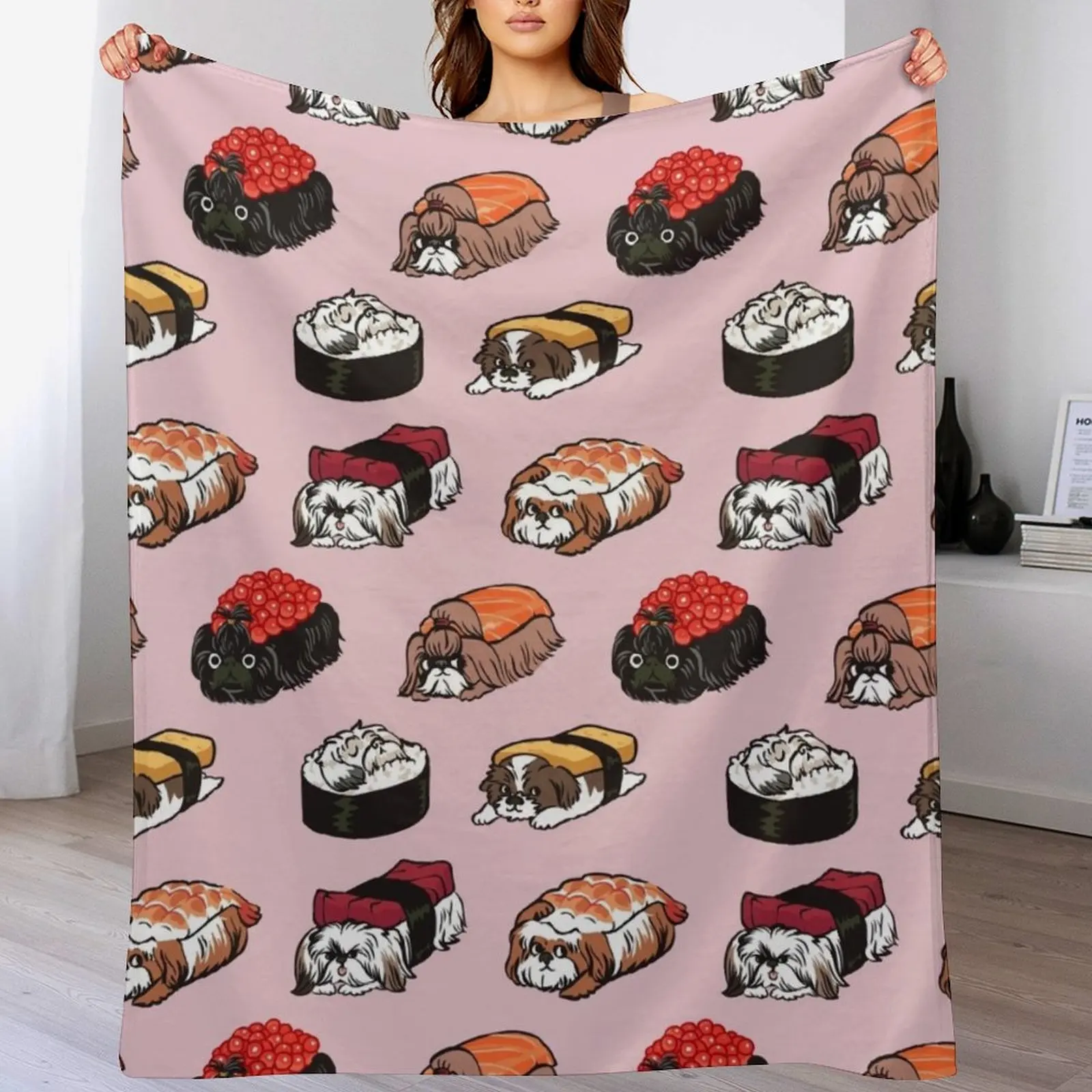 

Sushi Shih Tzu Throw Blanket Versatile Cozy Throw Blanket for All Occasions